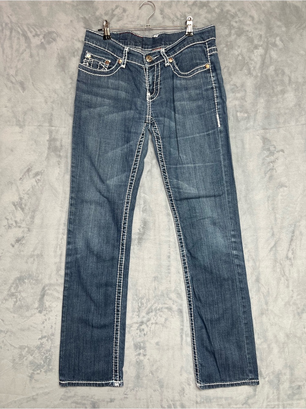 Vintage True Religion Johnny Super T Straight Jeans Wash Blue Size 29x31 Y2K USA